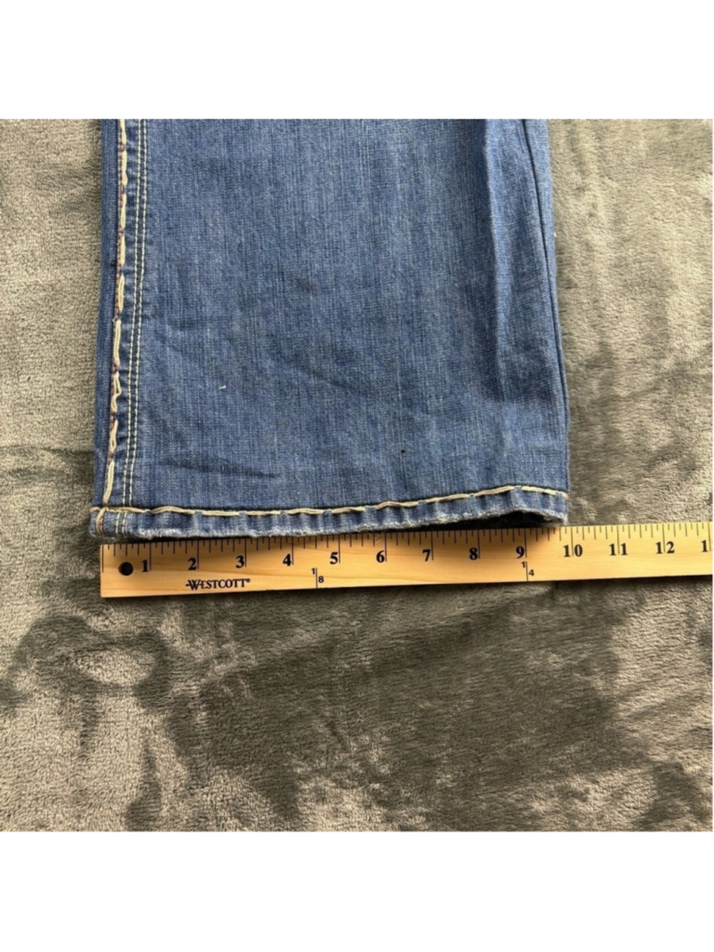VTG Laguna Beach Jeans Men 40 Y2K Wide Leg White Stitch Streetwear Skull Blue - Picture 10 of 11